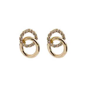 Tinh Tế Rhinestone Hoop Bông Tai Hợp Thời Trang Mới Hợp Thời Trang Hàn Quốc Duyên Dáng Trực Tuyến Influencer Bông Tai Cao Cấp Bông Tai Pháp Phụ Nữ