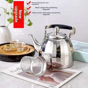 Théière en acier inoxydable épais avec poignée, grande capacité, pour hôtel, restaurant, design rétro de luxe léger, idéale pour l'extérieur - Product Image 4
