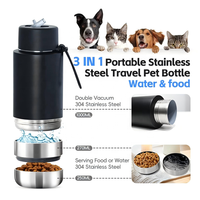 Bouteille d'eau portable pour chien avec bol, logo personnalisé, 34 oz, 3 en 1, sans BPA, en acier inoxydable, à double paroi, anti-fuite