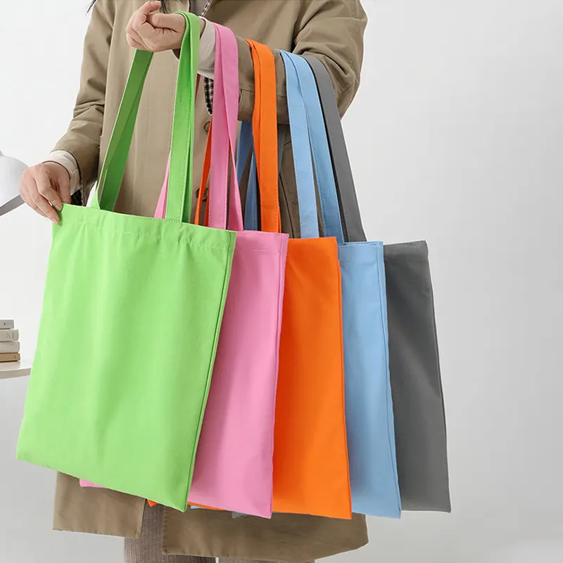 Bolso de lona imprimible personalizado para mujer, bolso de compras de lona de algodón en blanco, bolso de mano