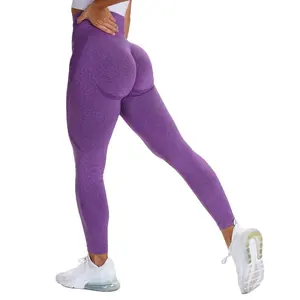 Vente en gros de leggings de fitness sans couture avec logo personnalisé amplifiant les pantalons de yoga respirants