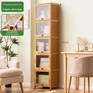 Estantería Moderna de Bambú, Librería, Mueble de Almacenamiento, Diseño de Rejilla Integrada, Mueble de Almacenamiento de Múltiples Niveles para Sala de Estar - Product Image 6