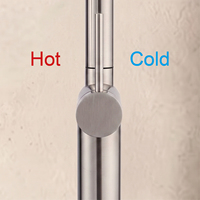 Robinet de cuisine flexible en acier inoxydable 304 nickel brossé avec jet cascade et pulvérisation laminar, mitigeur eau chaude et froide