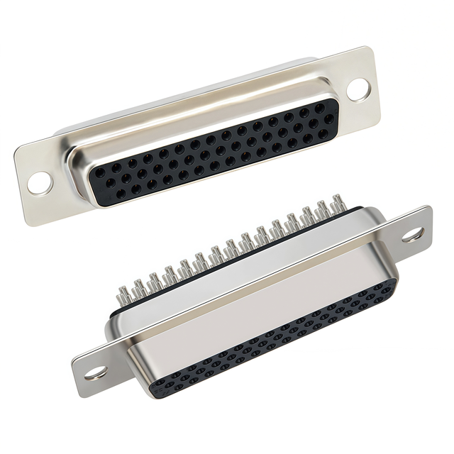 HDB44 Female Socket Welding Type Serial Port Connector Brass Gold Plated High Temperature IP20 Grade Waterproof Three Rows 44