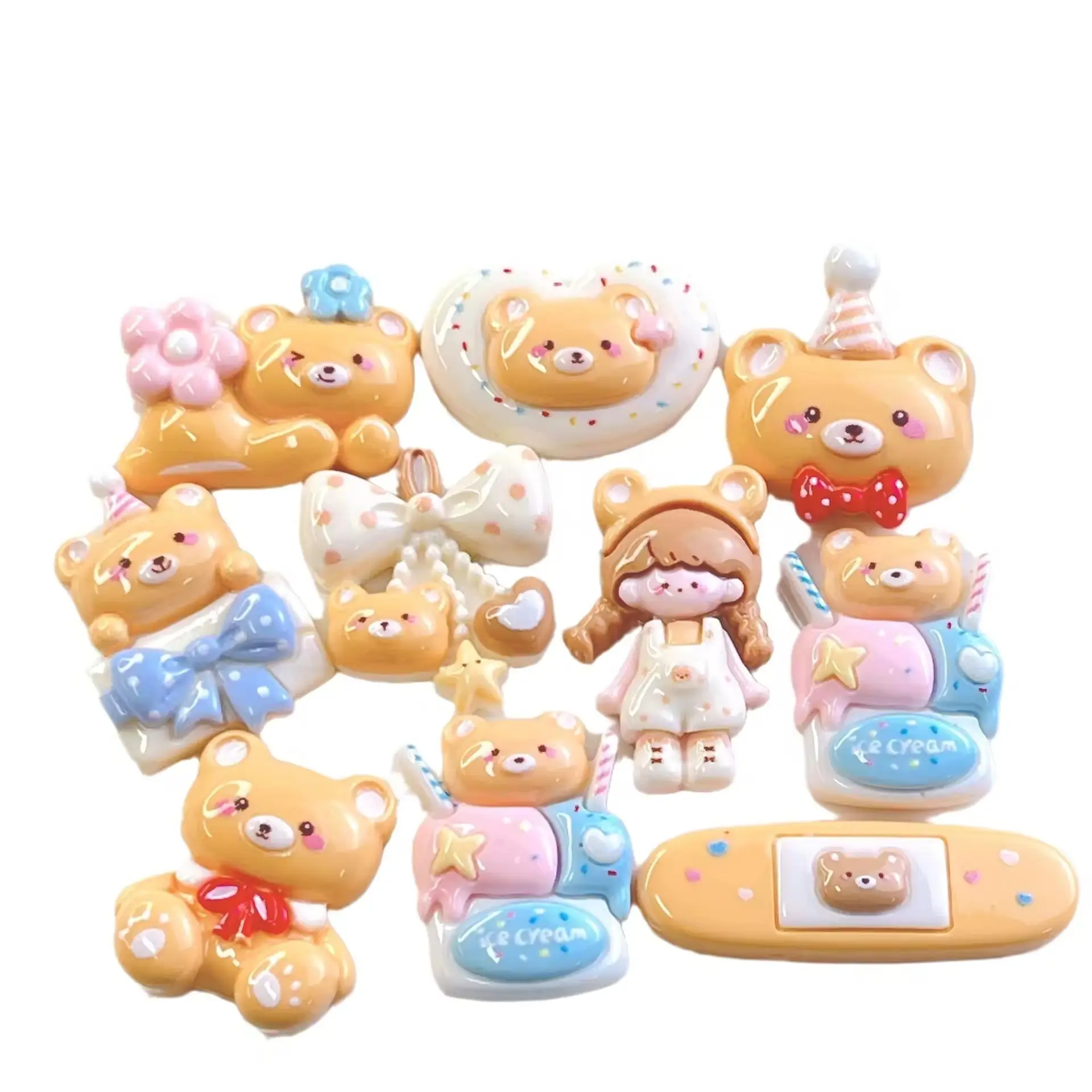 Cartoon Miniatuur Harsambachten Handgemaakt Creatief Haar Charme Accessoire Diy Play Briefpapier Stickers Klein Meisje Cake Cream Lijm