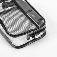 Pochette de maquillage transparente en PVC avec logo personnalisé en gros, pochette à cosmétiques en vinyle transparent à la mode, fermeture à glissière, voyage de dessin animé pour la toilette