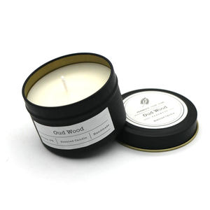 กระป๋องเทียนกลมสีดำด้าน ขนาด 4 ออนซ์ สำหรับใส่เทียนหอม พร้อมฉลาก - Product Image 2