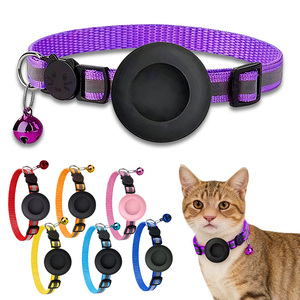<span class=keywords><strong>Collar</strong></span> Reflectante de Nailon Multicolor Antipérdida para Mascotas con Soporte de Cuero Ultrafibra para Airtag, Suministro Directo de Fábrica - Product Image 1