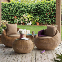 Ensemble de canapé et table basse d'extérieur moderne, durable, résistant à la rouille, écologique, en rotin tressé PE, pour appartement, hôtel, villa, jardin
