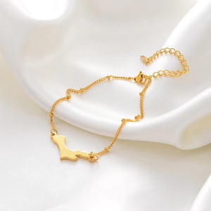 Lady Acero inoxidable 18K chapado en oro Antillas Neerlandesas Bonaire mapa encanto bola cuenta enlace cadena pulsera mapa joyería para mujer - Product Image 3