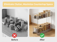 Étagères coulissantes à double niveau de 5 pouces pour armoire à épices, robustes, chromées, modernes, pour armoires de cuisine