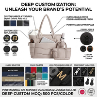 Tas Kerja Katun Wandering Nature dengan Tempat Cangkir, Tas Perawat 2 Set, Kompartemen Laptop 15,6 inci, Sleeve Trolley, Tas Perjalanan Wanita
