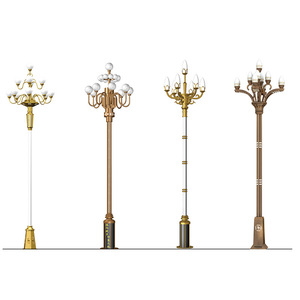 Série de lampadaires marron haut de gamme style Lotus, avec poteau en alliage d'aluminium anticorrosion, indice de protection IP66, pour l'aménagement urbain - Product Image 2