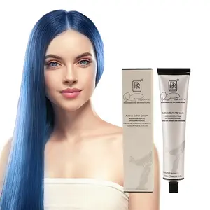 Etiqueta privada bajo amoníaco Venta caliente tinte de cabello azul para salón profesional Etiqueta Privada crema de color de cabello permanente rápido