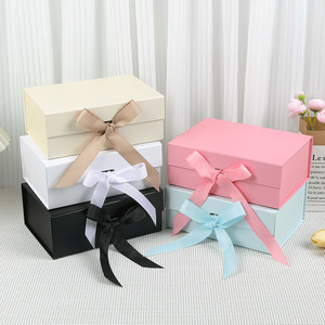 Caja de Regalo de Papel con Lazo, Caja de Embalaje con Tapa Deslizante para Joyería, Boutique, Comercio Minorista - Product Image 1