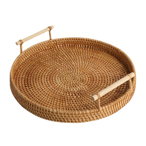 Bandeja <span class=keywords><strong>de</strong></span> ratán hecha a mano para <span class=keywords><strong>desayuno</strong></span>, cesta <span class=keywords><strong>de</strong></span> mimbre para fruta, pan, Picnic, aperitivos, contenedor <span class=keywords><strong>de</strong></span> almacenamiento <span class=keywords><strong>de</strong></span> cocina con mango <span class=keywords><strong>de</strong></span> madera - Product Image 6