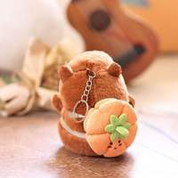 Peluche Capybara Kawaii, jouet en peluche Capybara, porte-clés avec citrouille, piment, aubergine, sac à dos doux