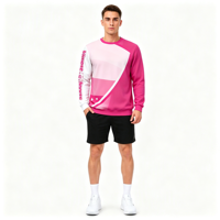 Sweat-shirt décontracté à col rond pour homme, rose, avec impression intégrale par sublimation, idéal pour le sport