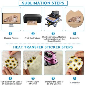 Sous-verres de voiture vierges pour sublimation, 2,75 pouces, plus épais, pour sublimation thermique, artisanat DIY, peinture, transfert thermique - Product Image 3