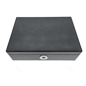 Solution de stockage de montres sécurisée Boîtier en bois laqué noir avec couvercle à écran tactile et intérieur en peluche - Product Image 1