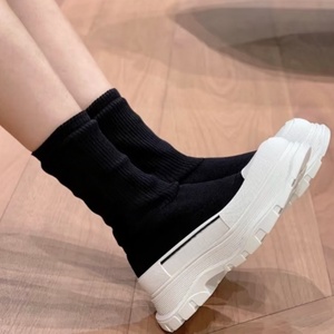 Chaussures unisexes décontractées respirantes à semelle épaisse, bottes chaussettes montantes, style couple, rehaussant de 5 cm, pour femmes - Product Image 3