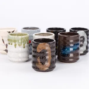 Taza de cerámica de Color personalizado, tazas de té de cerámica de estilo japonés