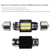 Ampoule LED FSYLX 31MM/36MM/39MM/42MM 6SMD 3030 Festoon C5W Canbus 6000k Blanc Pur 480 Lumens 12V pour éclairage intérieur