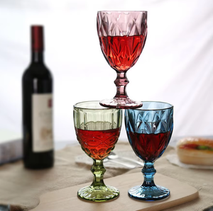 Copas de <span class=keywords><strong>Vino</strong></span> de Cristal Europeo en Relieve, Transparentes, Rosa, Gris y Marrón, 240ml y 350ml, Copas de Colores, Vasos Gruesos, Venta al por Mayor - Product Image 1