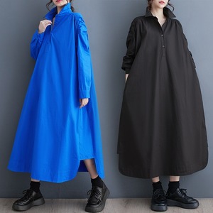 Nuovo Abito Lungo in Cotone Oversize Minimalista Giapponese con Cut-out e Schiena Scoperta, Collezione Primavera 2026, Blu, Taglie Forti - Product Image 2