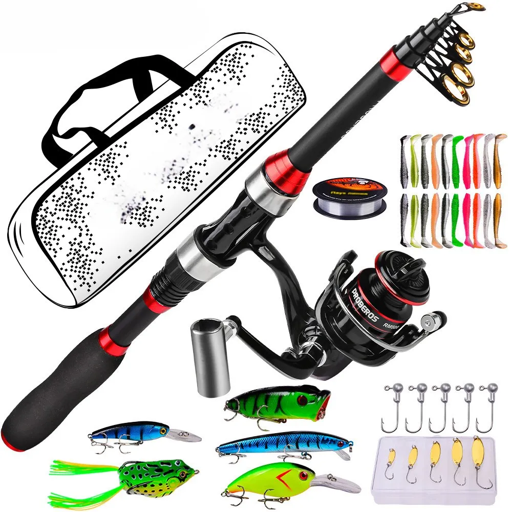 Hongshan Fishing Rod And Reel Combo 1.8m Fishing Set With Bag Spinning Reel Lure Line Lure Hard And Soft Bait Accessory Set