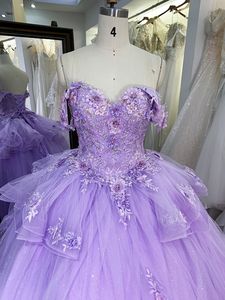 Robe de Quinceanera filles robe de bal colorée fête d'anniversaire hors épaule dentelle Corset princesse - Product Image 2