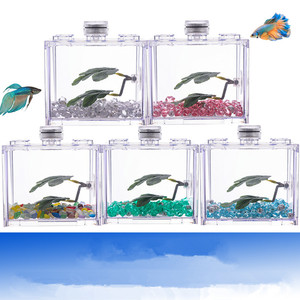 Aquário Pequeno Atacado <span class=keywords><strong>Betta</strong></span> <span class=keywords><strong>Fish</strong></span> Tank Com Areia De Pedra Colorida Aquário De Peixes De Plástico - Product Image 1