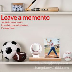 Expositor cuadrado de madera simple para pelotas de béisbol, soporte para exhibir pelotas de softbol y golf, expositor para colección de pelotas de ping pong firmadas - Product Image 3