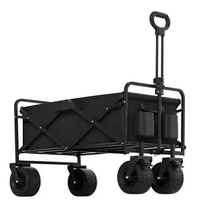 Carrinho de puxar para jardim de praia carrinho utilitário portátil dobrável para uso externo vagão dobrável resistente de grande capacidade