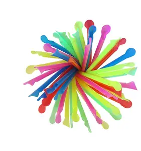 Pailles cuillère en plastique jetable stocké PLA biodégradable cuillère paille pour glace