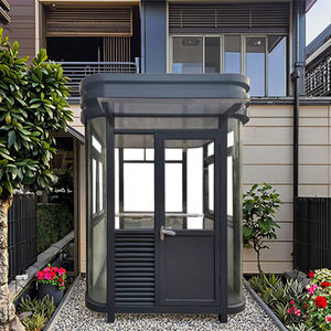 บูธรักษาความปลอดภัยของโรงแรมกลางแจ้งเคลื่อนย้ายได้โครงสร้างเหล็กกลมแบบทันสมัยพร้อมใช้งานสำหรับลานจอดรถและด่านเก็บค่าผ่านทาง - Product Image 4