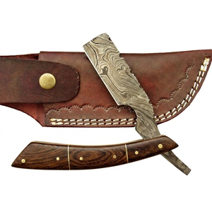 Navaja de afeitar de acero de Damasco, equipo de afeitado artesanal de primera calidad, material metálico duradero, filo de precisión, mango ergonómico para barba - Product Image 1