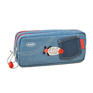 Étui à crayons de grande capacité en denim de haute qualité, mignon, avec double fermeture éclair, pour garçons et filles, rangement de papeterie, utilisation scolaire et de bureau - Product Image 6