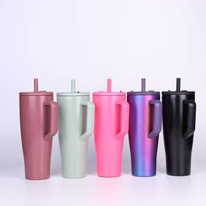 Taza recomendada de acero inoxidable de gran capacidad con tapa y pajita <span class=keywords><strong>para</strong></span> oficina y estudio - Product Image 1