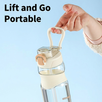 Bouteille d'eau Tritan grande capacité 750 ml avec infuseur à fruits, double bouchon, paille et verrou de sécurité pour le sport, les voyages et l'extérieur