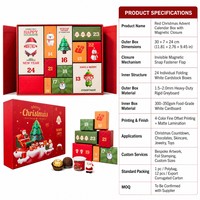 Boîte de calendrier de l'Avent de Noël 30x7x24cm avec fermeture magnétique rouge, compte à rebours de 24 jours, boîte surprise à tiroirs pliables, boîte cadeau en gros
