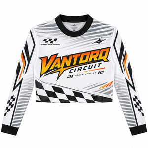 Womens Moto <b>Crop</b> Jersey <b>Long</b> <b>Sleeve</b> <b>Mesh</b> Shirt Sublimation Print Motorsport Racing Streetwear Breathable Comfortable Polyester - Product Image 4