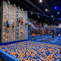 Mur d'escalade commercial pour enfants, équipement de terrain de jeux intérieur, parc de trampolines, tyrolienne, piscine à balles, parcours ninja pour centre d'amusement