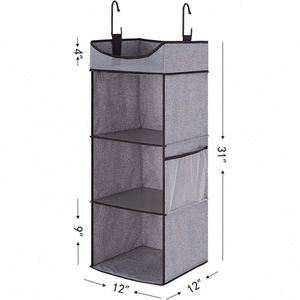 Foldable 3-shelf Storage Containers Closet Household Items Organizer <b>Wardrobe</b> Clothes Hanging Shelves - Product Image 1