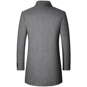Veste mi-longue en laine pour hommes, version coréenne, haut coupe-vent à revers, automne/hiver - Product Image 3