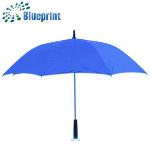 Parapluie imperméable à l'eau avec revêtement argenté sur le côté 23 pouces 8 côtes bâton double couche parapluie avec lumière LED sur toute la verrière - Product Image 1