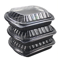Boîte à lunch rectangulaire jetable de 1000 ml en plastique PP/PET de haute qualité, à trois compartiments, recyclable, pour plats à emporter, avec logo personnalisé