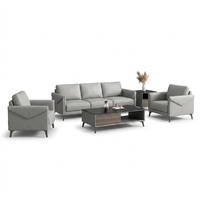 Großhandel Modernes Dreisitzer-Bürosofa-Set Lederpolsterung Sessel Couchtisch Direktvertrieb Empfangs-Lounge
