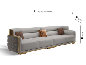 Divano in pelle villa di lusso leggero primo piano divano in pelle 3 posti soggiorno 3 persone 4 persone divano dritto mobili - Product Image 5