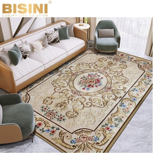 Style français Villa <span class=keywords><strong>Beige</strong></span> fait à la main zone florale <span class=keywords><strong>tapis</strong></span> et <span class=keywords><strong>tapis</strong></span> haute pile touffeté à la main laine épaisse résistance à l'usure conception sculptée - Product Image 3